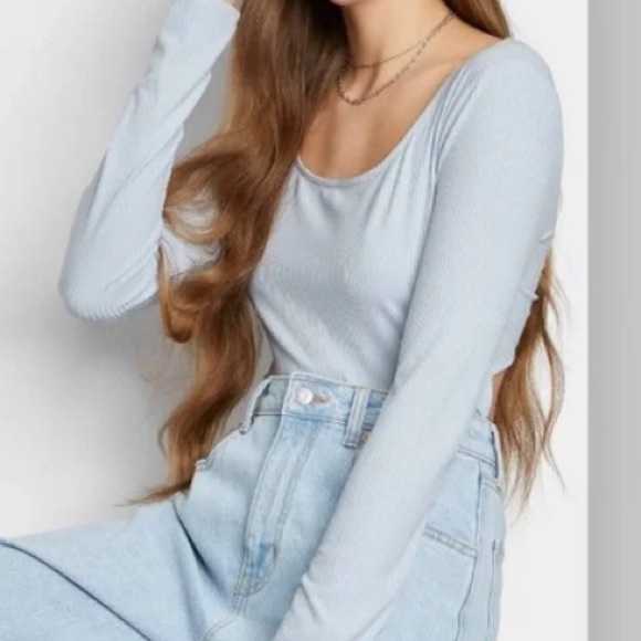 Wild Fable Light Blue Bodysuit - Picture 2 of 6